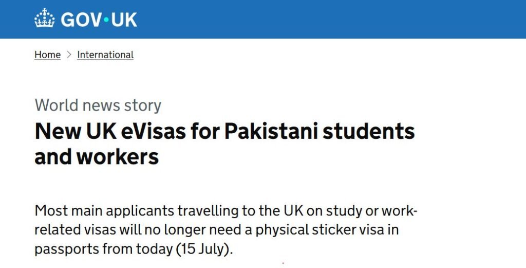 UK eVisa news for Pakistan Students and Workers